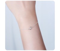 Flower heart Shaped CZ Crystal Silver Bracelet BRS-1114